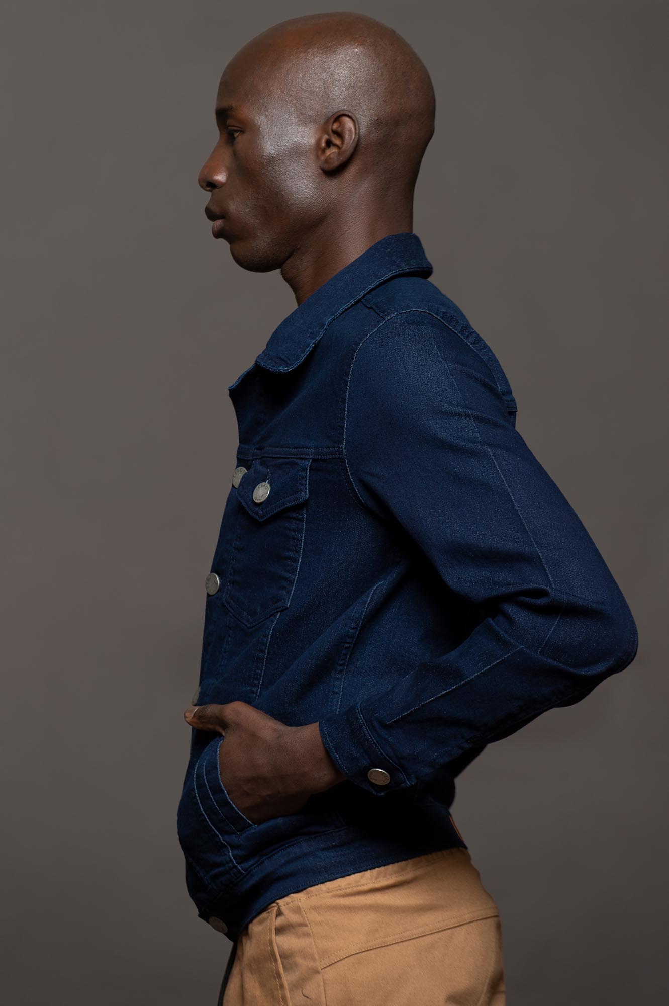 8001AM - CAMPERA DE  JEAN CRETA AZUL MARINO